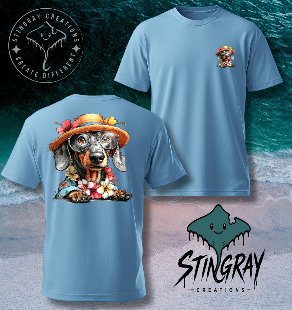 Dachshund Beach Shirt | Cute Wiener Dog Summer Tee | Coastal Dog Graphic T Shirt