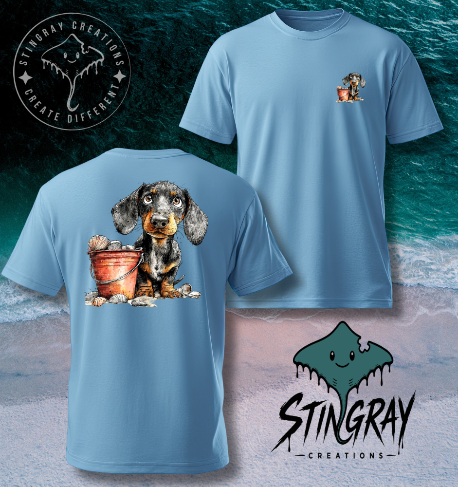 Dachshund Beach Shirt | Cute Wiener Dog Coastal Tee | Summer Dog Graphic T Shirt