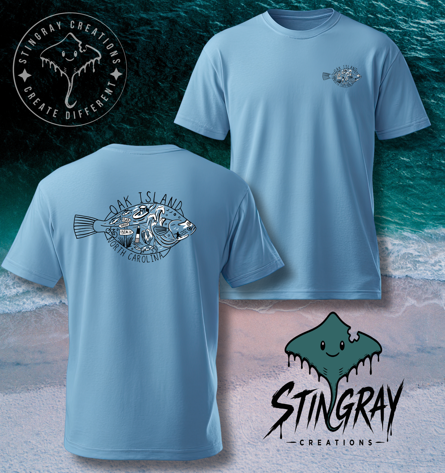 Oak Island NC Fish Shirt | Coastal North Carolina Fishing T Shirt
