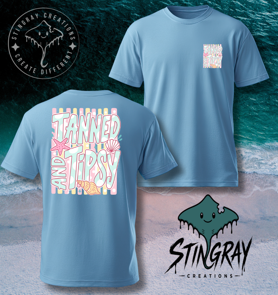 Tanned and Tipsy Beach Shirt | Cute Summer Graphic Tee | Beach Vacation Shirt