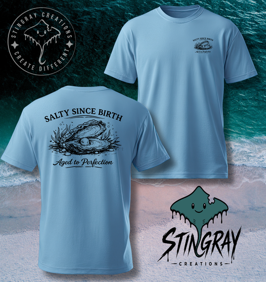 Salty Since Birth Oyster Shirt | Aged to Perfection Coastal Graphic Tee