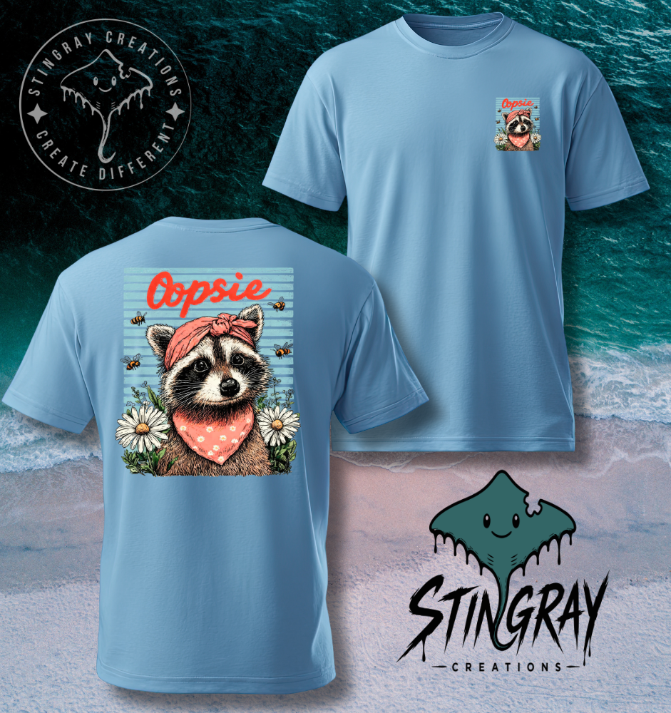 Cute Raccoon Shirt | Funny Animal Graphic Tee | Retro Daisy Yellow Shirt