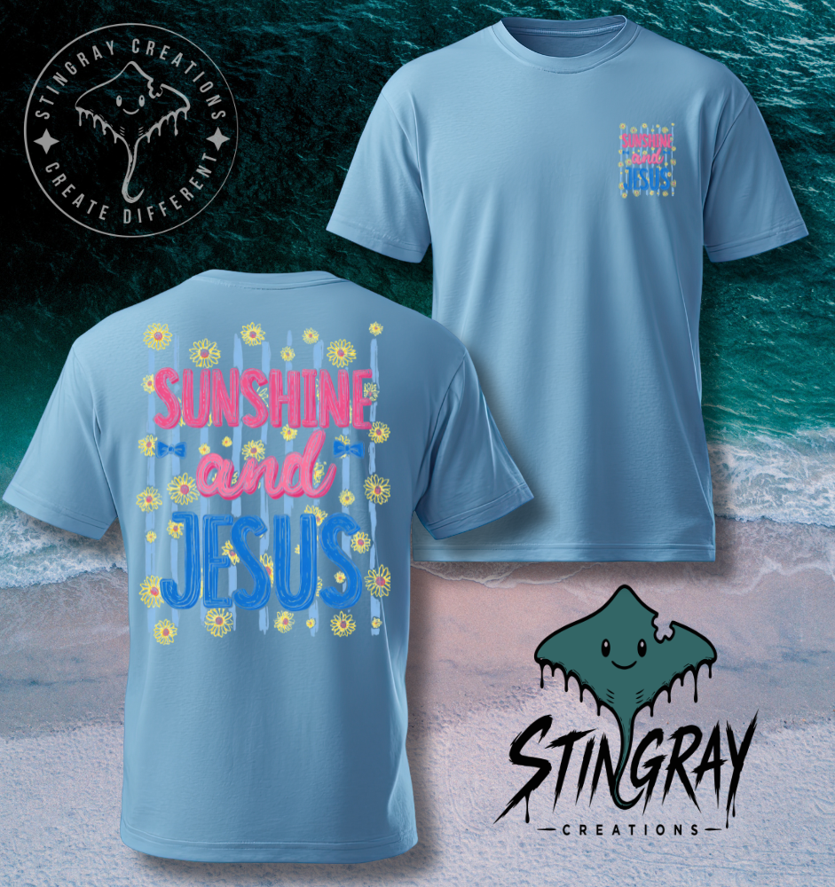 Christian Summer Shirt | Sunshine and Jesus Graphic Tee | Faith Based Boutique T Shirt