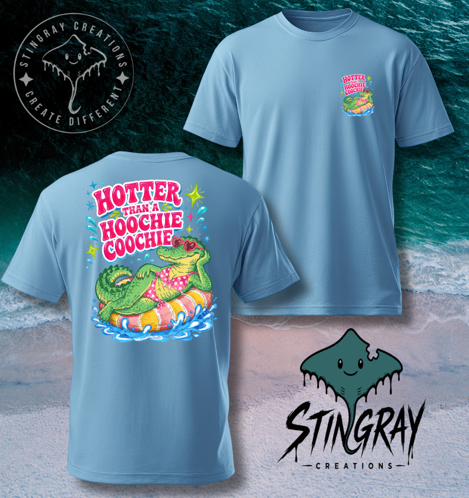 Funny Alligator Summer Shirt | Hotter Than a Hoochie Coochie Tee | Southern Beach Shirt