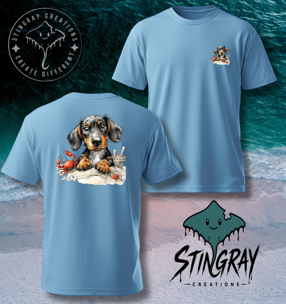 Dachshund Beach Shirt | Cute Wiener Dog Summer Tee | Coastal Dog Graphic T Shirt