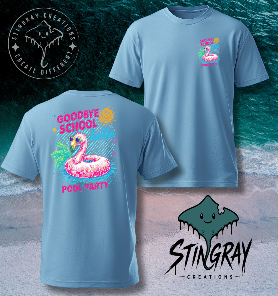 Goodbye School Hello Pool Party Shirt | Flamingo Summer Tee