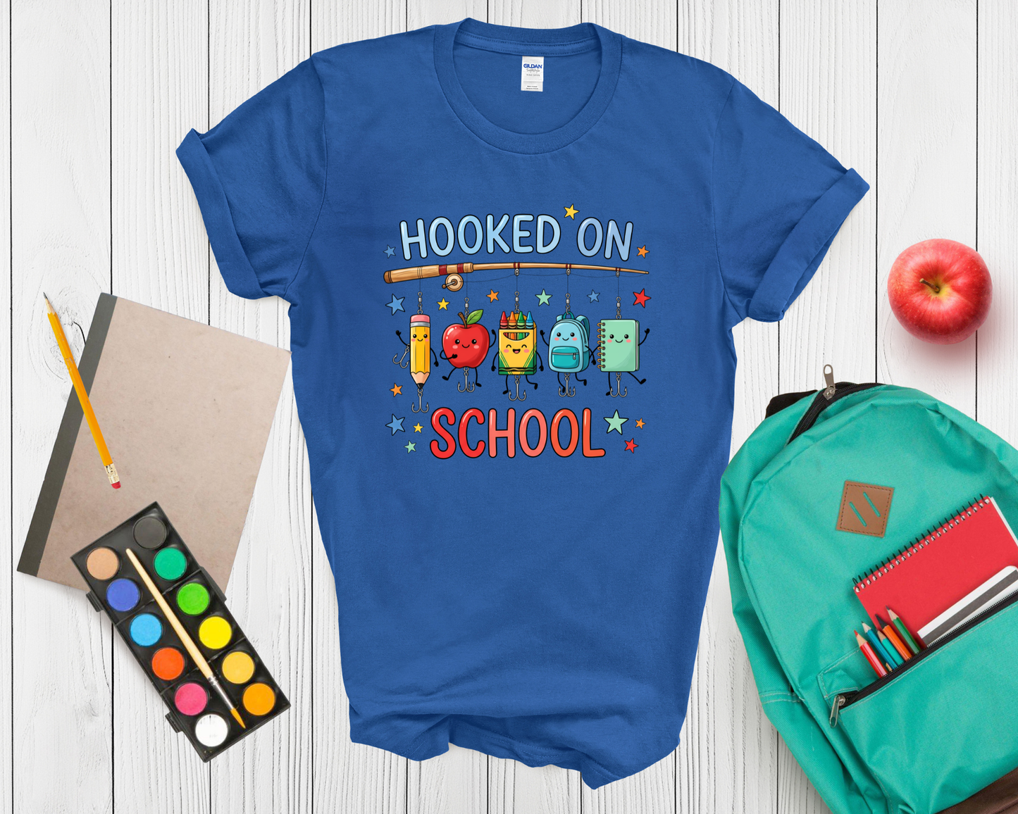Hooked on School Shirt | Funny Back to School Fishing T Shirt for Kids | First Day of School Tee