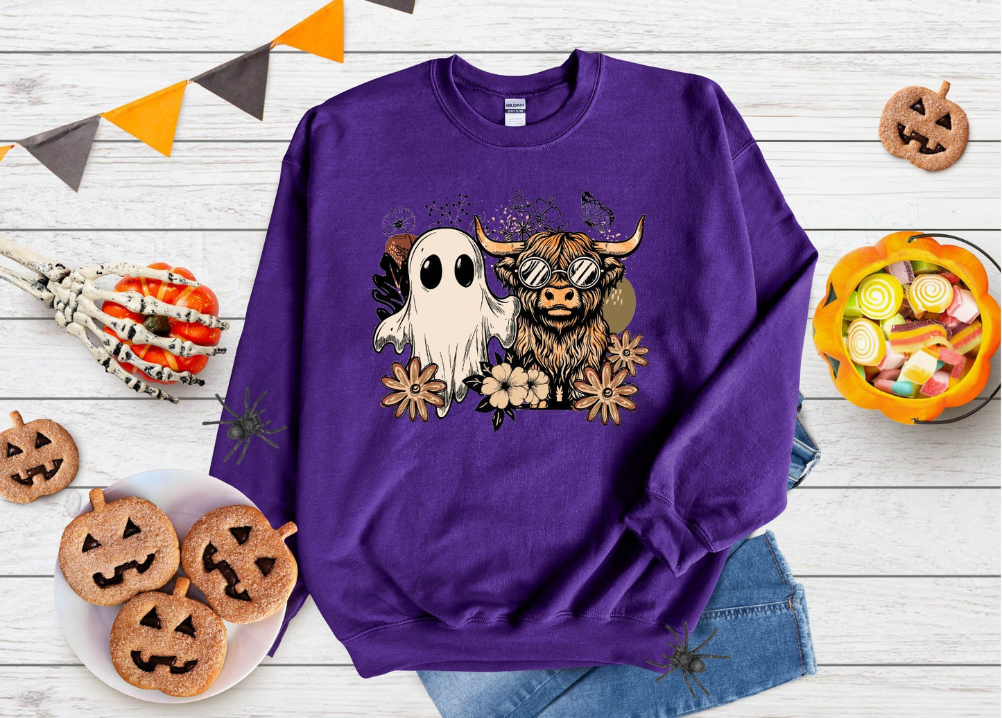 Boho Boo Halloween Highland Cow