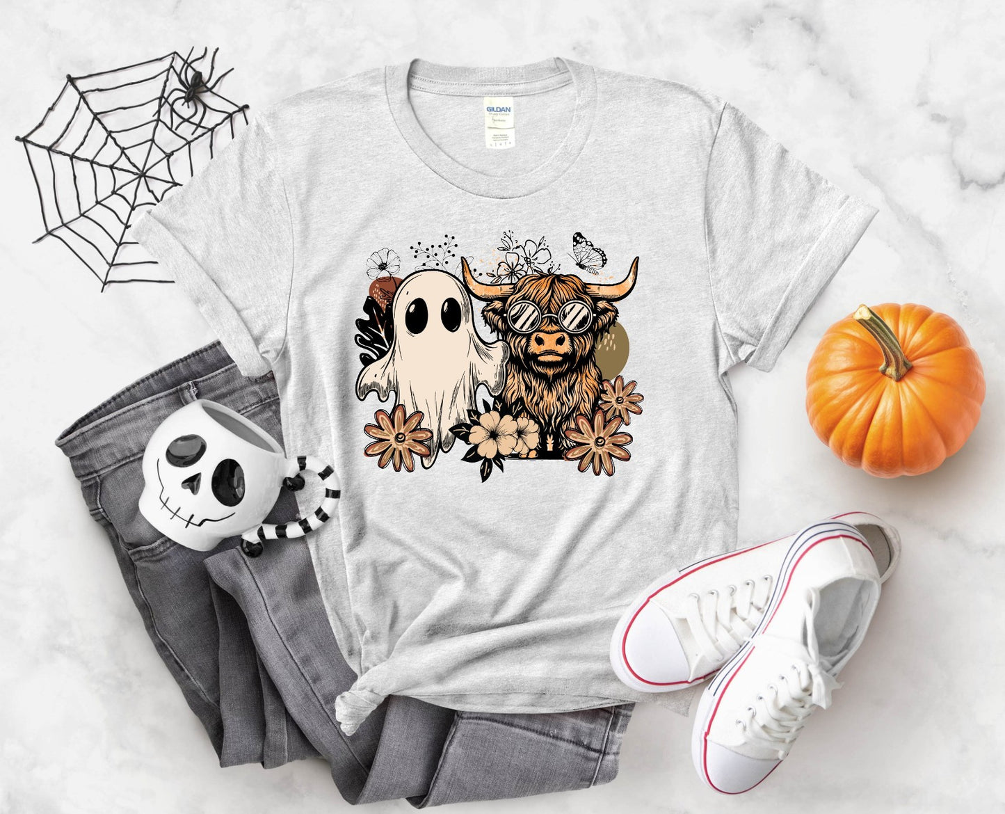 Boho Boo Halloween Highland Cow