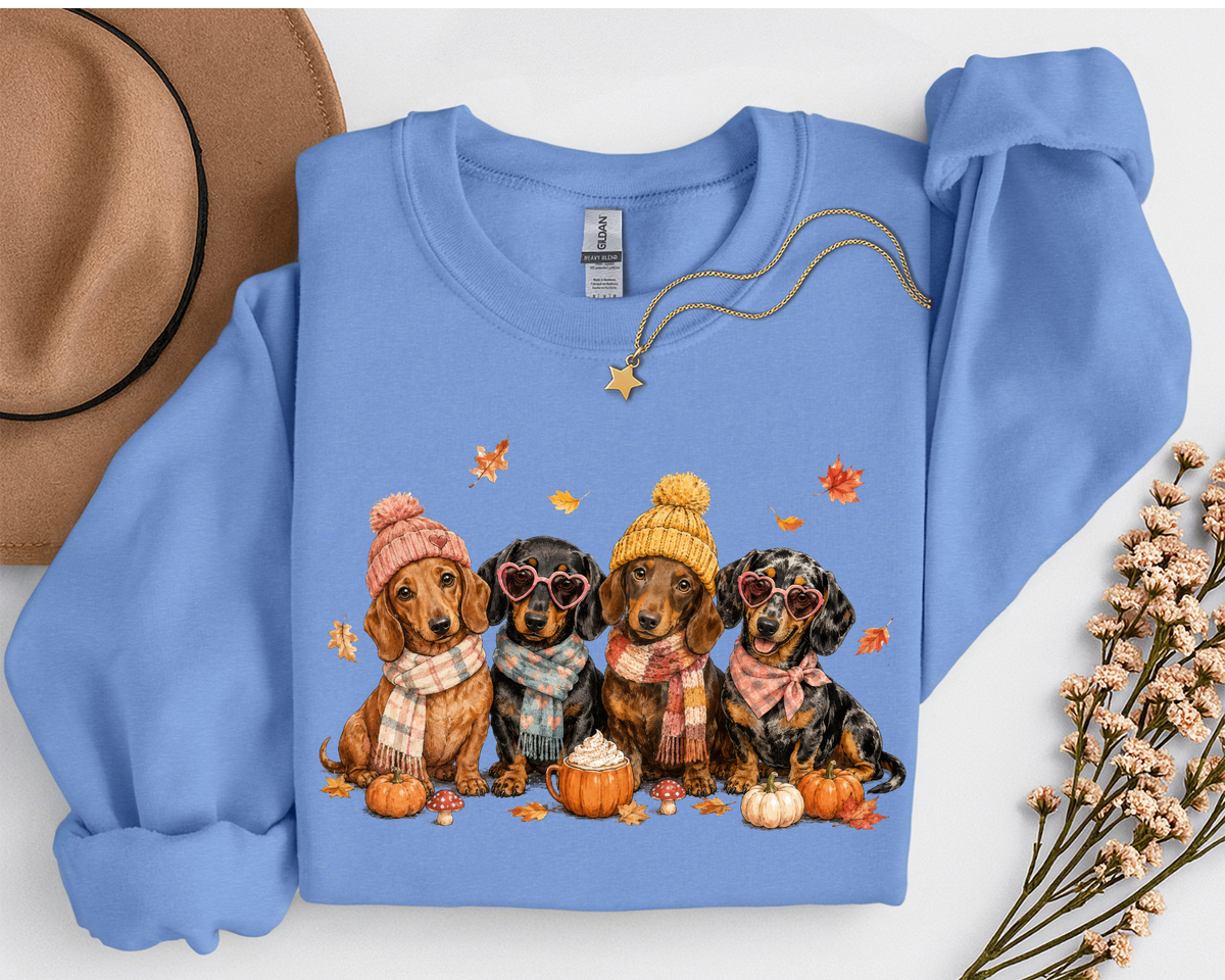 Fall Dachshund Crewneck Sweatshirt | Cute Weenie Dog Autumn Sweatshirt | Dog Lover Fall Shirt