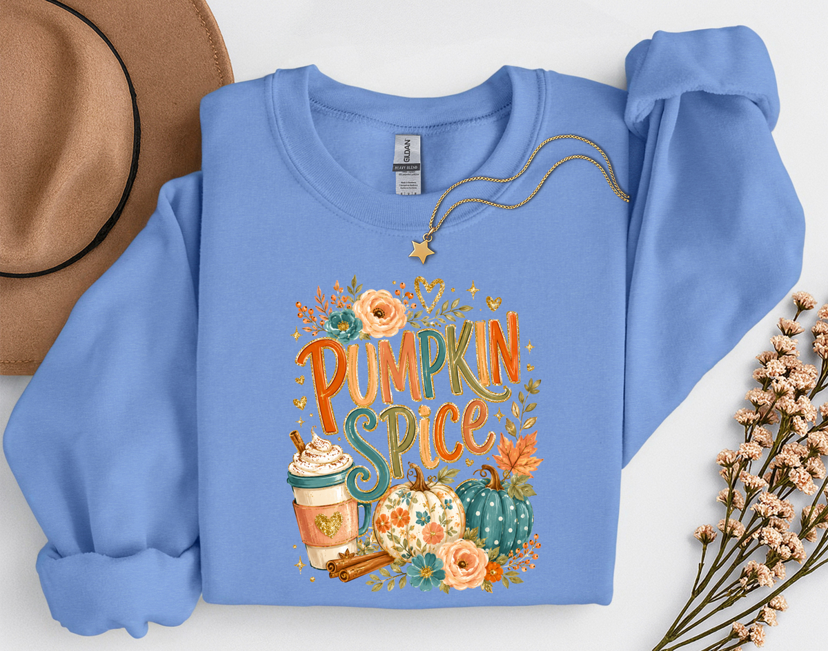 Pumpkin Spice Fall Crewneck Sweatshirt | Cozy Autumn Pumpkin Coffee Shirt