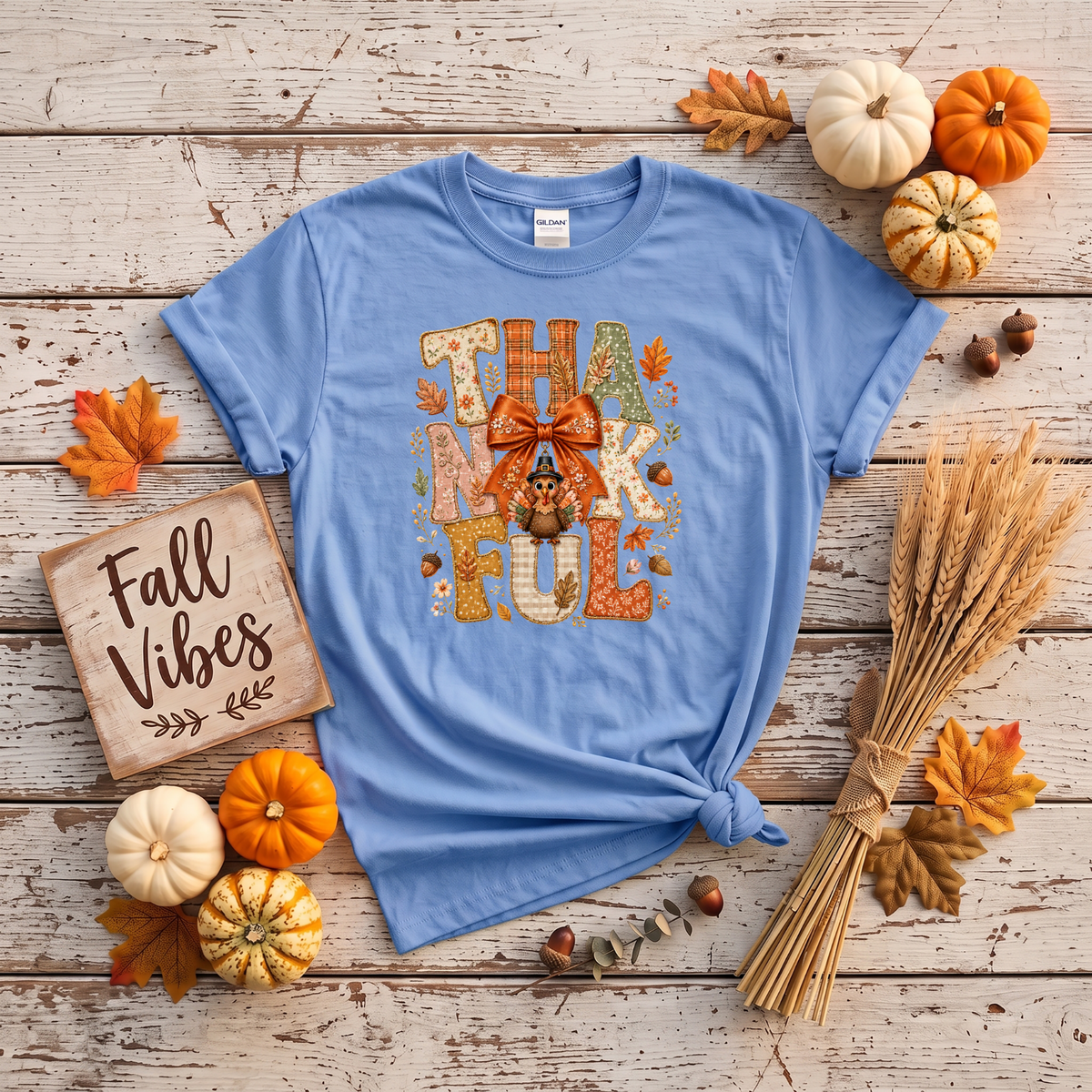 Thankful Turkey Fall Crewneck Sweatshirt | Cute Thanksgiving Shirt | Cozy Autumn Graphic Sweatshirt