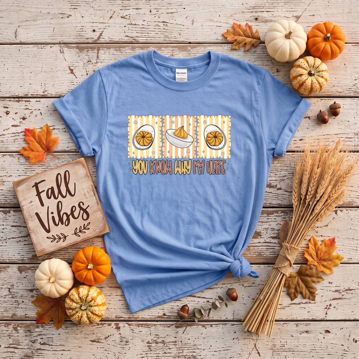 You Know Why I'm Here Deviled Eggs Thanksgiving T-Shirt or Sweatshirt | Funny Turkey Day Apparel