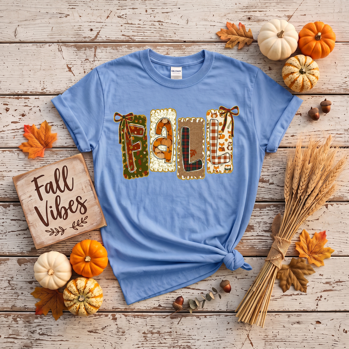Patchwork Fall Crewneck Sweatshirt | Cozy Autumn Graphic Sweatshirt | Cute Fall Shirt
