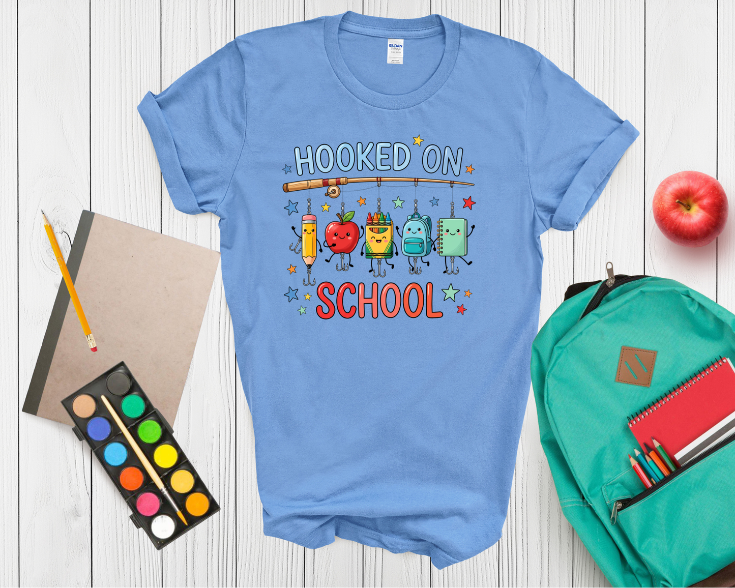 Hooked on School Shirt | Funny Back to School Fishing T Shirt for Kids | First Day of School Tee