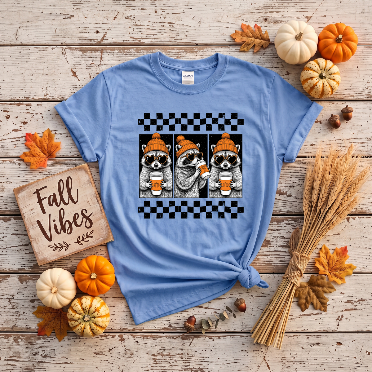 Pumpkin Spice Raccoon Crewneck Sweatshirt | Cute Fall Coffee Sweatshirt | Cozy Autumn Raccoon Shirt