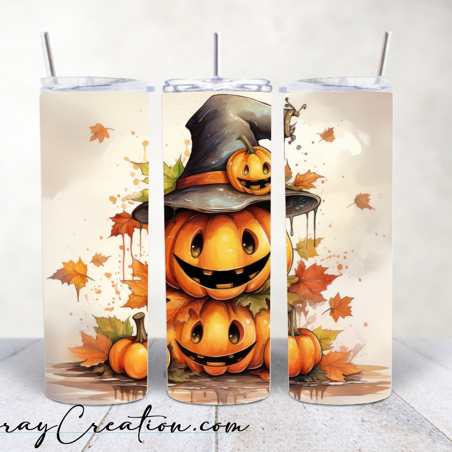 Happy Jack O' Lantern Halloween Tumbler 20oz | Cute Pumpkin Witch Hat Fall Travel Cup
