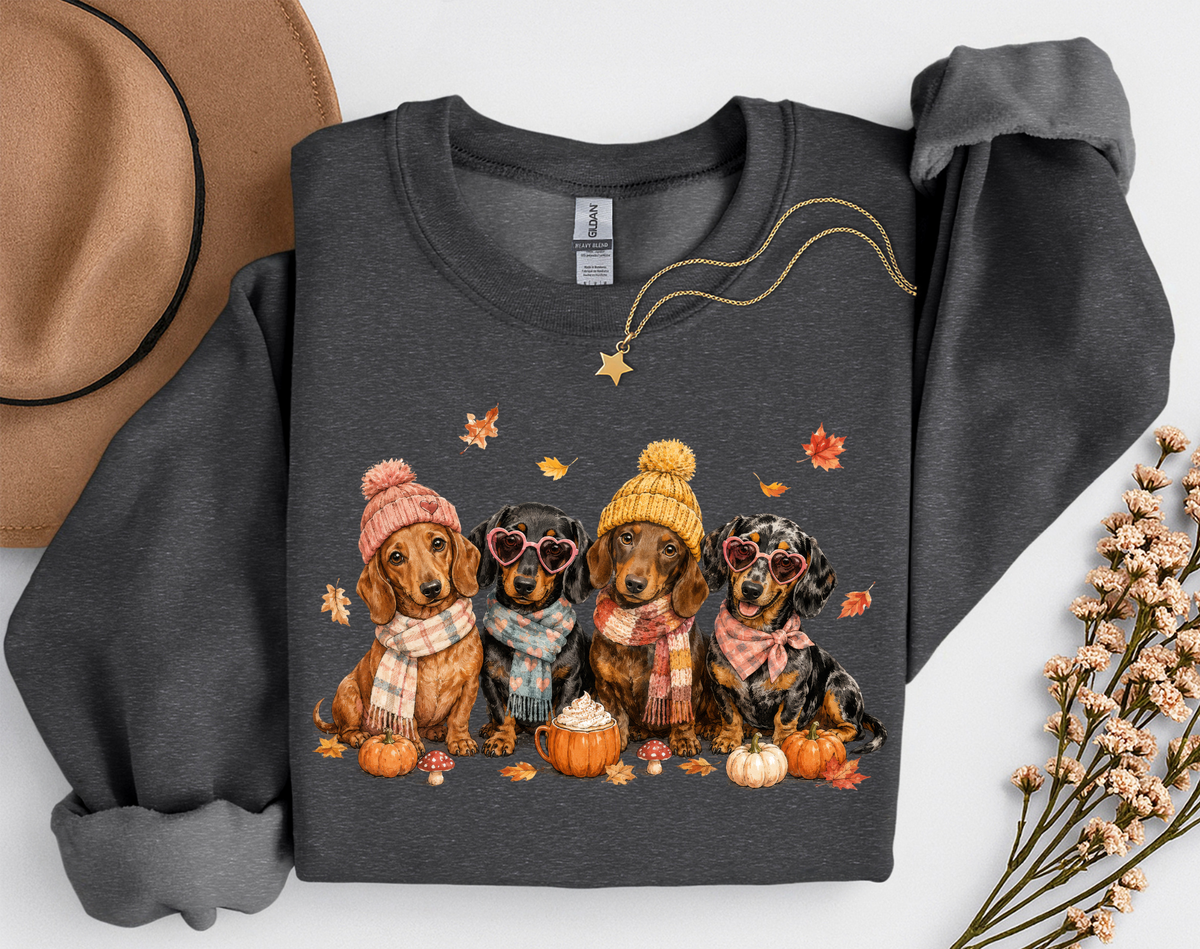 Fall Dachshund Crewneck Sweatshirt | Cute Weenie Dog Autumn Sweatshirt | Dog Lover Fall Shirt