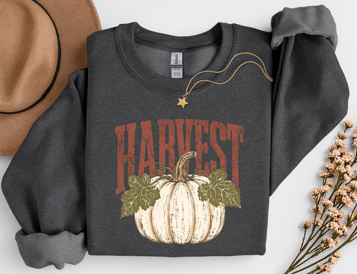 Harvest Pumpkin Crewneck Sweatshirt | Vintage Fall Pumpkin Sweatshirt