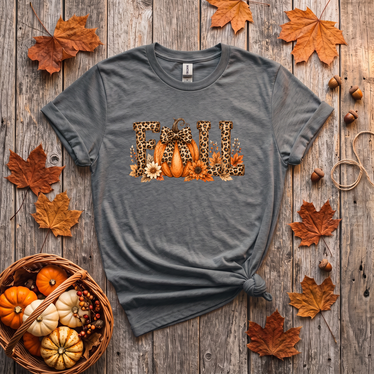 Leopard Fall Pumpkin Crewneck Sweatshirt | Cute Animal Print Autumn Sweatshirt