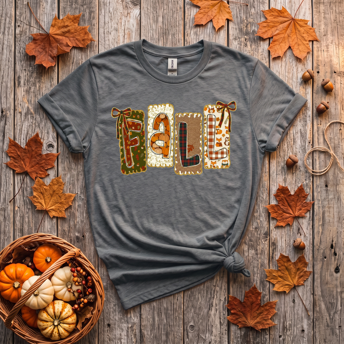 Patchwork Fall Crewneck Sweatshirt | Cozy Autumn Graphic Sweatshirt | Cute Fall Shirt