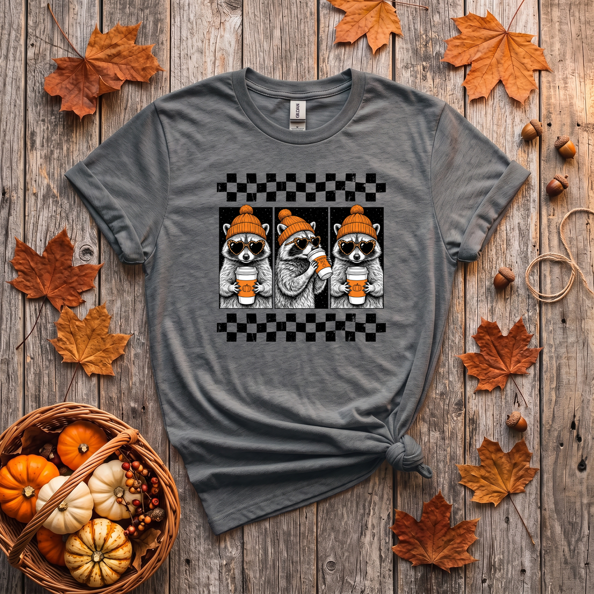 Pumpkin Spice Raccoon Crewneck Sweatshirt | Cute Fall Coffee Sweatshirt | Cozy Autumn Raccoon Shirt