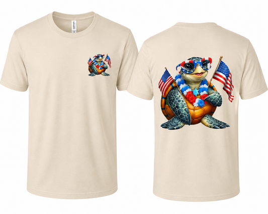 Patriotic Sea Turtle Shirt | American Flag Coastal T-Shirt |
