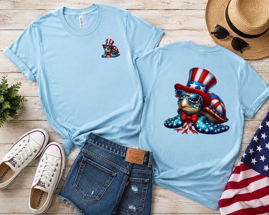 Patriotic Turtle T-Shirt | 4th of July Sea Turtle Shirt | Coastal Independence Day Tee