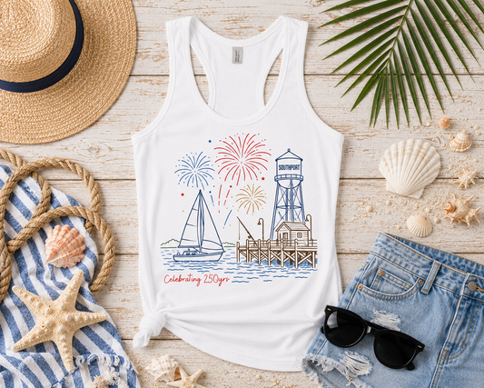 Ladies Southport 4th of July Racerback Tank| (SIZE UP 1 SIZE FOR LOOSER FIT)