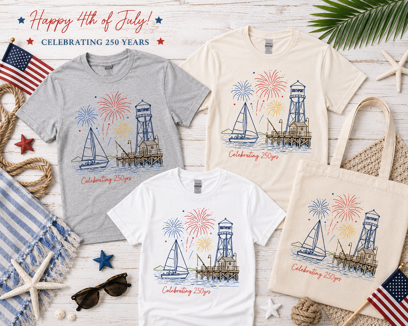 Southport 4th of July Shirt | Patriotic Coastal Graphic Tee