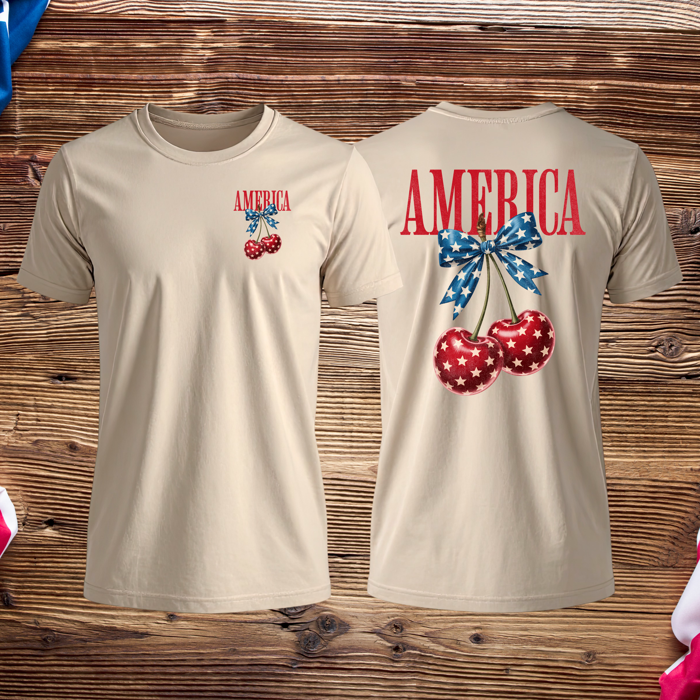 America Cherry Patriotic Graphic Tee | Fourth of July Shirt