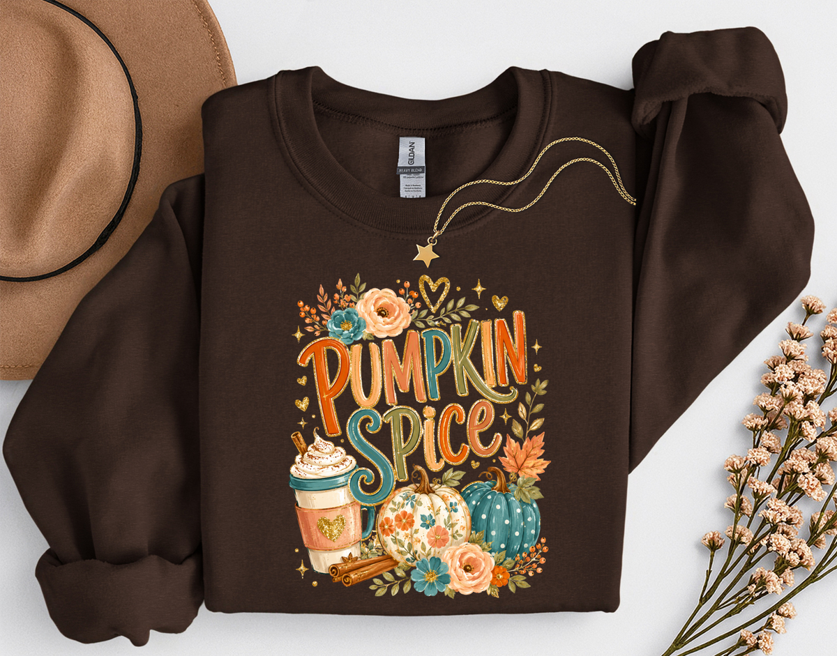 Pumpkin Spice Fall Crewneck Sweatshirt | Cozy Autumn Pumpkin Coffee Shirt