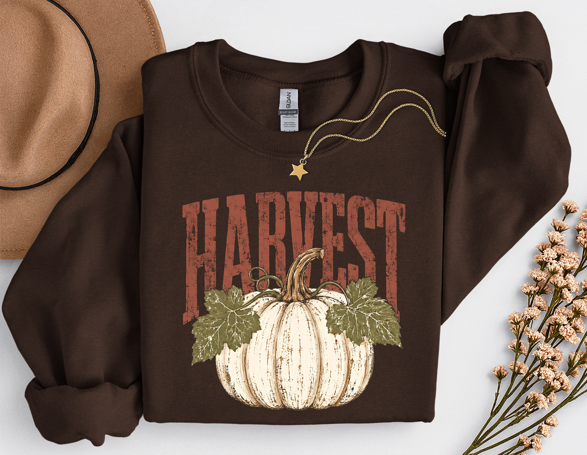 Harvest Pumpkin Crewneck Sweatshirt | Vintage Fall Pumpkin Sweatshirt