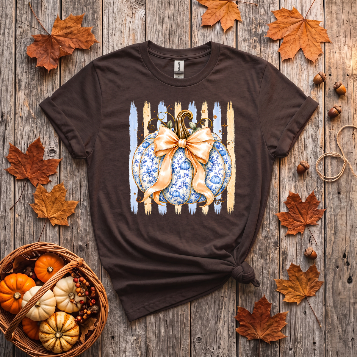 Blue Floral Pumpkin Crewneck Sweatshirt | Coquette Fall Pumpkin Sweatshirt