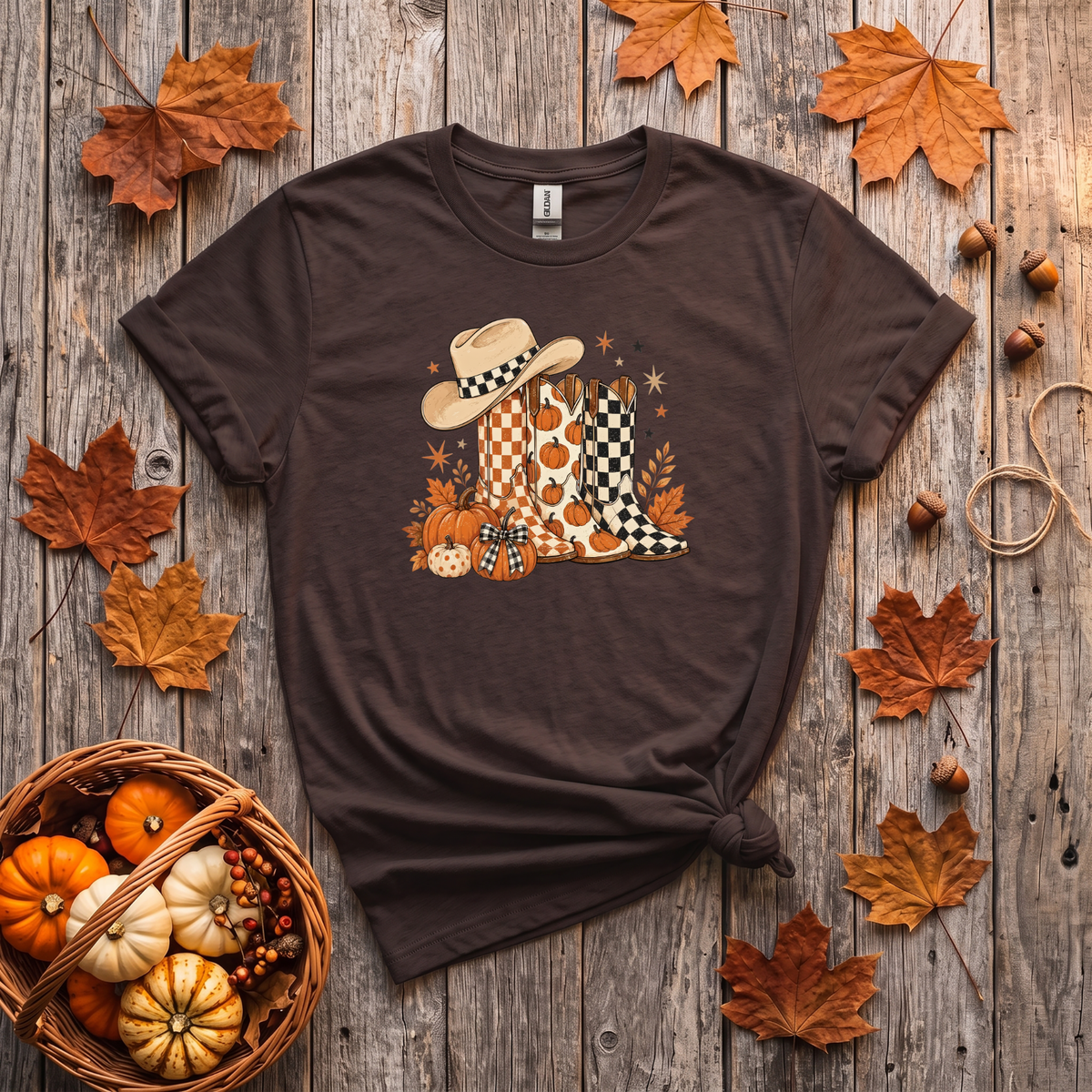 Western Fall Crewneck Sweatshirt | Cowboy Boots & Pumpkins Autumn Sweatshirt | Country Fall Shirt