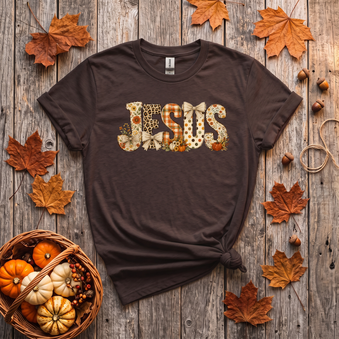Fall Jesus Shirt | Floral Leopard Pumpkin Christian T-Shirt & Crewneck Sweatshirt