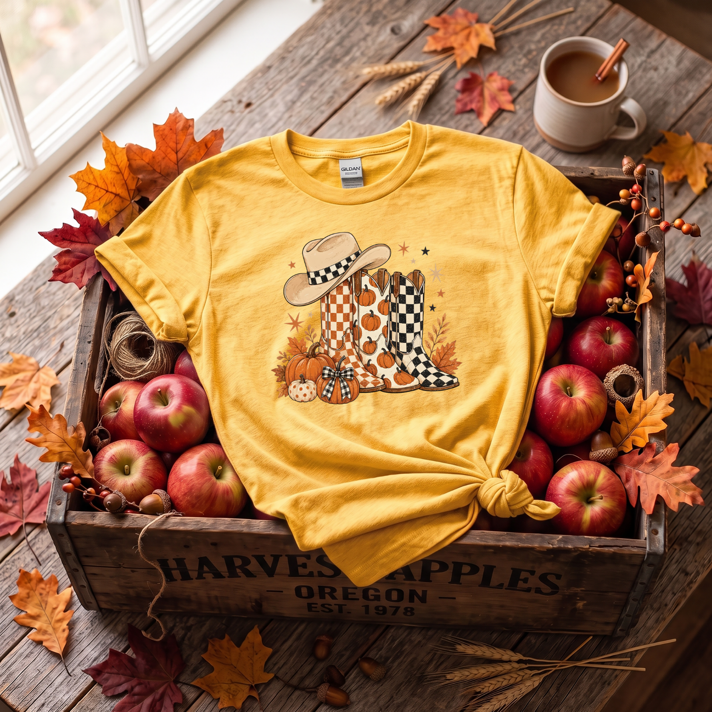 Western Fall Crewneck Sweatshirt | Cowboy Boots & Pumpkins Autumn Sweatshirt | Country Fall Shirt