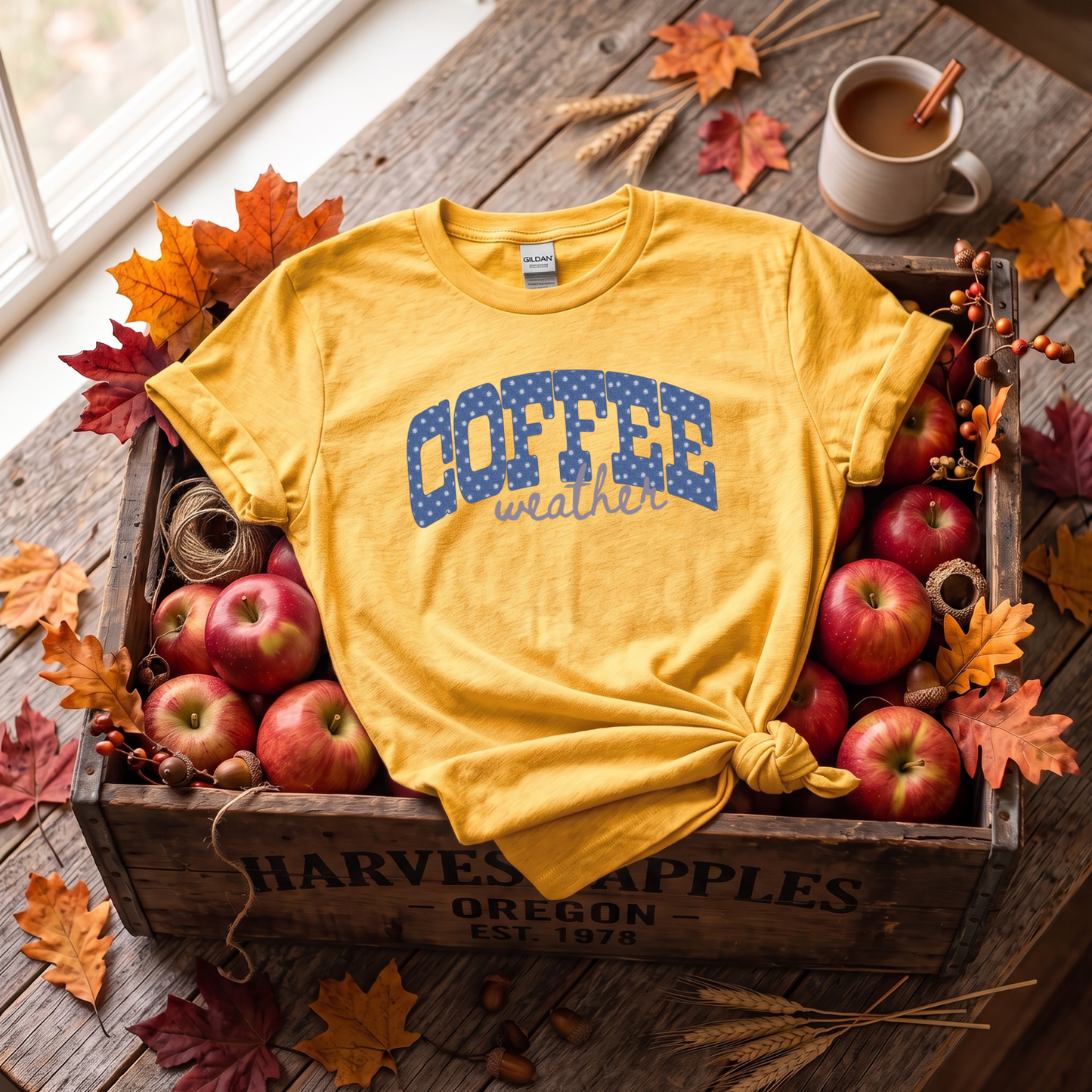 Coffee Weather Crewneck Sweatshirt | Cozy Coffee Lover Fall Sweatshirt | Polka Dot Coffee Shirt