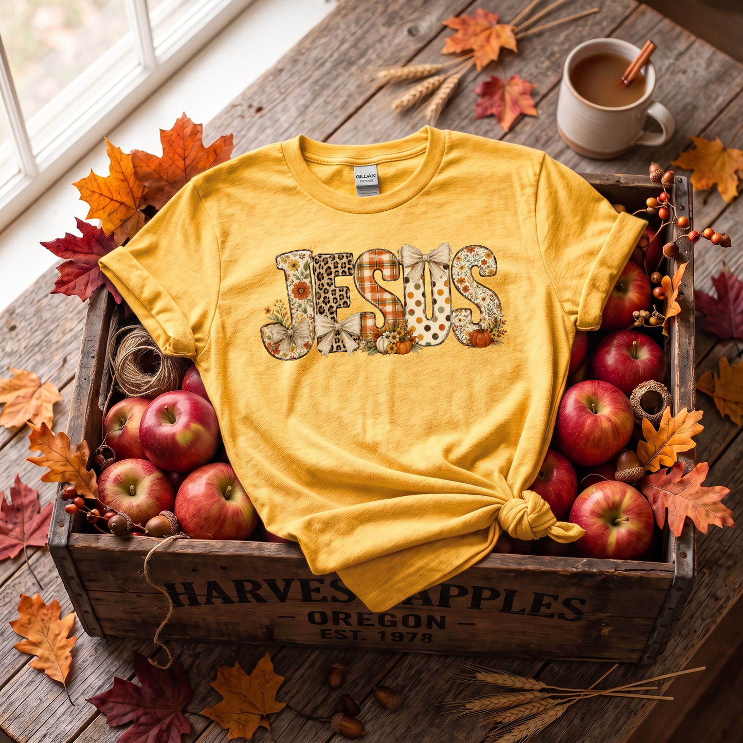 Fall Jesus Shirt | Floral Leopard Pumpkin Christian T-Shirt & Crewneck Sweatshirt