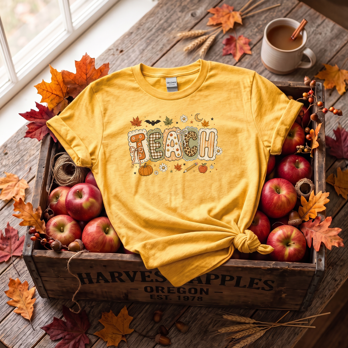 Teacher Fall Crewneck Sweatshirt | Patchwork Teacher Shirt | Cozy Autumn Teacher Sweatshirt