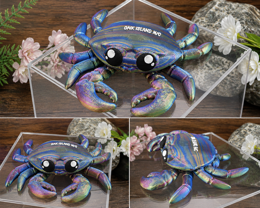 3D Printed Oak Island NC Crab Articulated Fidget Toy | Coastal Crab Collectible