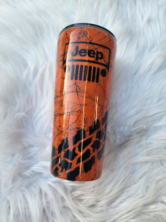 20oz orange splatter Jeep tumbler handmade epoxy cup”