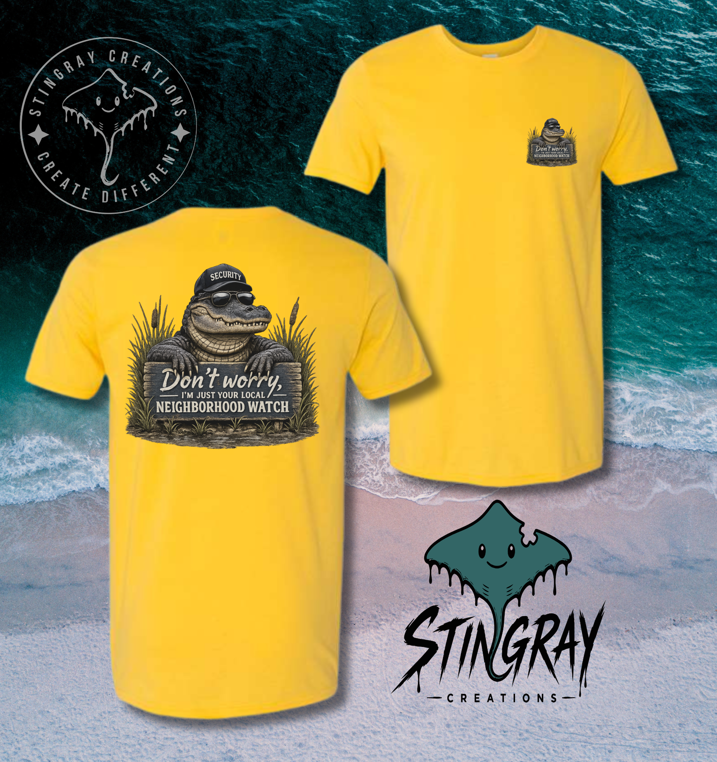 Don't Worry I'm Just Your Local Neighborhood Watch Alligator Shirt | Funny Southern Gator Tee