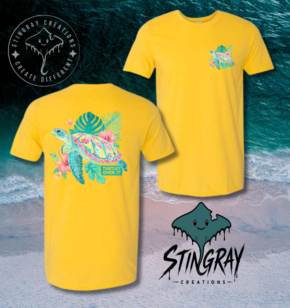 Turtley Over It Shirt | Tropical Sea Turtle Graphic Tee