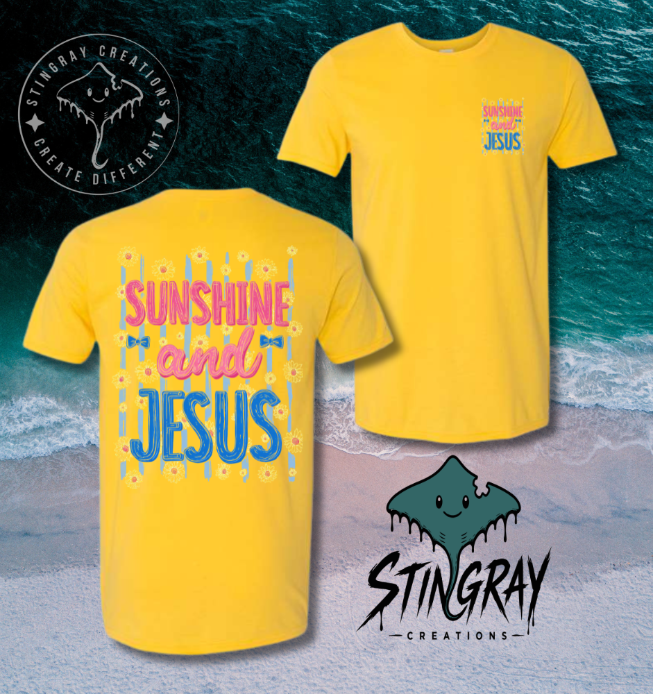 Christian Summer Shirt | Sunshine and Jesus Graphic Tee | Faith Based Boutique T Shirt