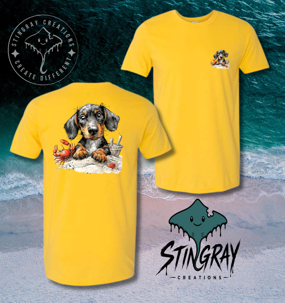 Dachshund Beach Shirt | Cute Wiener Dog Summer Tee | Coastal Dog Graphic T Shirt