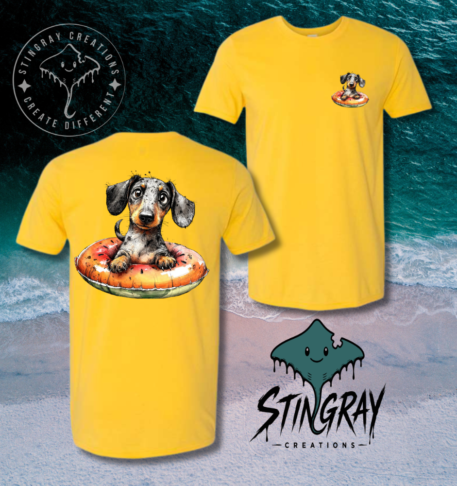 Dachshund Pool Float Shirt | Cute Wiener Dog Summer Tee | Beach Dog Graphic T Shirt