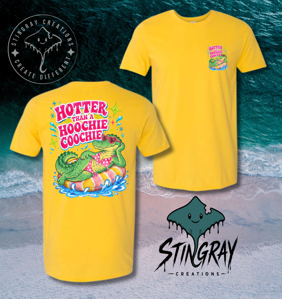 Funny Alligator Summer Shirt | Hotter Than a Hoochie Coochie Tee | Southern Beach Shirt