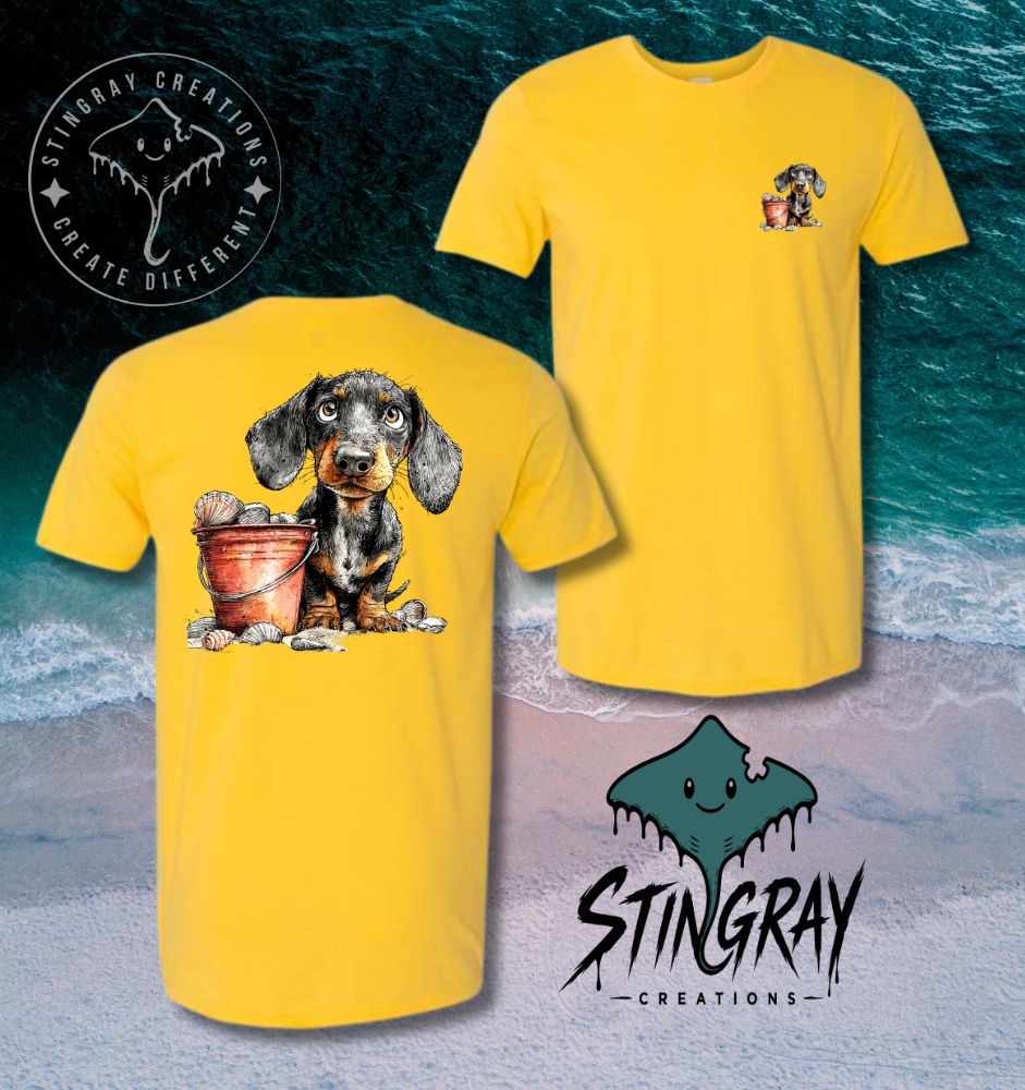 Dachshund Beach Shirt | Cute Wiener Dog Coastal Tee | Summer Dog Graphic T Shirt