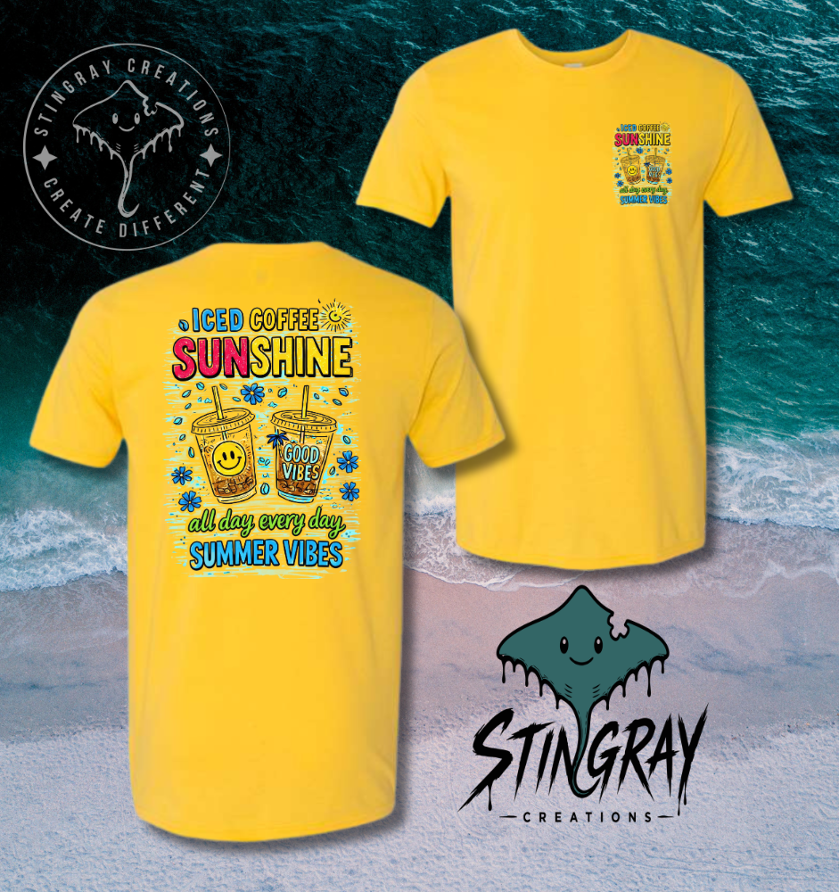 Iced Coffee Summer Shirt | Sunshine Graphic Tee | Cute Coffee Lover Beach Shirt